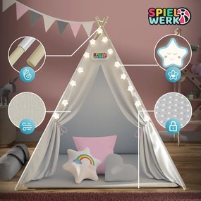 Spielwerk® Gyermeksátor Teepee 160x120x120cm - rózsaszín