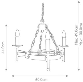 Elstead Lighting CROMWELL CW3-OLD-BRZ Csillár 3x60W/E14