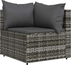 vidaXL szürke polyrattan kerti sarokkanapé párnákkal