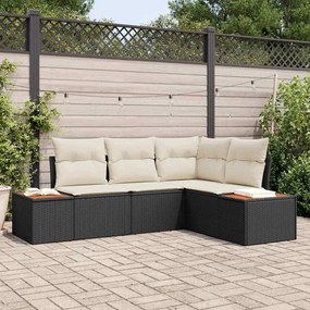 Kerti Kanapé Szett 4 pcs Fekete és krémszínű 209 x 154 x 85 cm