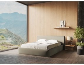 Bézs kárpitozott ágyneműtartós franciaágy ágyráccsal 180x200 cm Kiana – Makamii