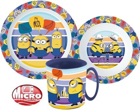Minyonok Striped étkészlet, micro műanyag szett bögrével 350 ml