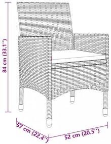 vidaXL 3 részes szürke polyrattan kerti étkezőgarnitúra