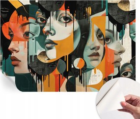 Öntapadós tapéta Divatos 3D fali ragasztóval Színes arcok 104x70 cm