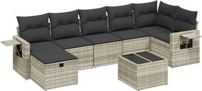 vidaXL 8 részes világosszürke polyrattan kerti ülőgarnitúra párnával