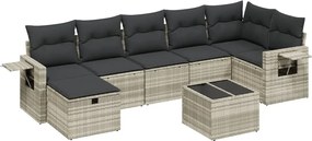 vidaXL 8 részes világosszürke polyrattan kerti ülőgarnitúra párnával