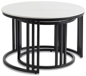 Dohányzóasztal szett Fehér márvány/Fekete Színben. JERRY