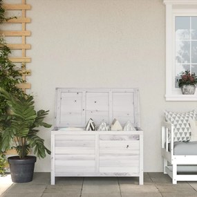 vidaXL fehér tömör fenyőfa kerti tárolóláda 99 x 49,5 x 58,5 cm