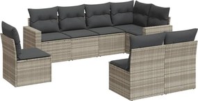 vidaXL 8 részes világosszürke polyrattan kerti ülőgarnitúra párnával