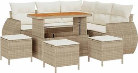 vidaXL Kerti Kanapé Szett párnával 9 pcs Beige és krém polirattan