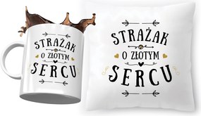 Tűzoltó párna ajándék bögre szett fényképes nyomtatással