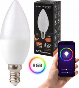 Gyertya izzó Candle E14 6W Rgb Cct 520lm Wifi tuya -meleg fehér