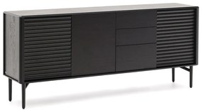 Fekete komód tölgyfa dekorral 200x86x45 cm Lenon – Kave Home