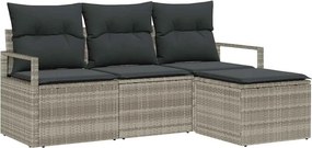 vidaXL Kanapé Szett 4 pcs Világosszürke polirattan