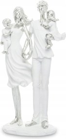 Figura család gyerek figura anya apa lánya fiú fehér ezüst dekoráció