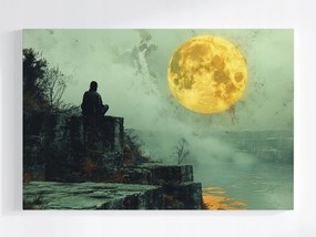Poszter Ember Sziklák Víz Hold Éjszaka Meditáció 60x40