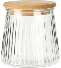 Üvegedény bambusz fedéllel és bordázattal 680 ml