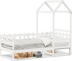 vidaXL fehér tömör fenyőfa kanapéágy tetővel 80 x 200 cm