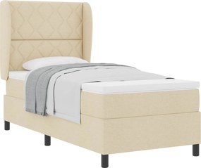 vidaXL Boxrugós ágy matracmal fejtámlával Krém 100 x 200 cm szövet