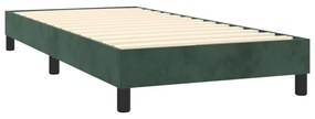 sötétzöld bársony rugós és LED-es ágy matraccal 90x190 cm