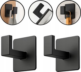 Akasztó, akasztó 2 db öntapadós törölközőtartó fekete fürdőszoba loft