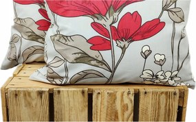 Párnahuzat 100% pamut Prémium piros virágok szürke elegáns 50x60