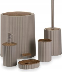 Fürdőszoba Szett 5 El Roza Wc Szett BÉZS/fa kosár kefe Glam