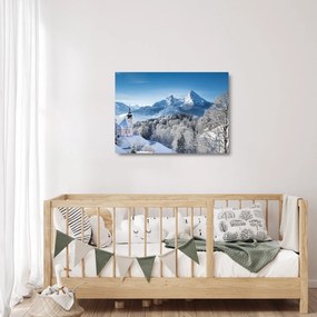 Üveg kép - Egy pillantás a téli tájra (70x50 cm)