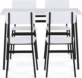4 személyes fehér MDF étkezőgarnitúra 110x70x76 cm – AUT-O2155 WT
