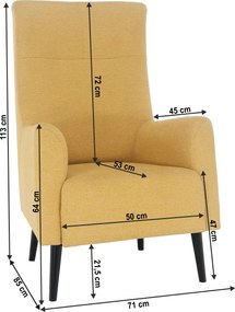 Füles fotel, sárga/fekete, SAMY