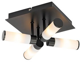 Modern fürdőszobai mennyezeti lámpa fekete 4-lámpás IP44 - Kád