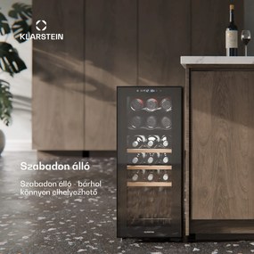 Klarstein Bovella 18 Duo+, 2 zónás borhűtő, 50 liter, 18 palack, üvegajtó