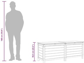 antracit tömör fenyőfa kerti tárolóláda 150 x 50 x 56,5 cm