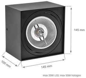 Spotlámpa CHLOE AR111 1xGU10/50W/230V szögletes fekete