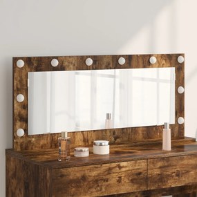 Tükör LED fényekkel Füstölt tölgy 100x45x18 cm