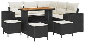 Kerti Kanapé Szett 9 pcs Fekete és Krém 110 x 55 x 71 cm