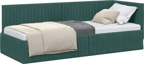 vidaXL Sarokágy keret fejtámlával Sötétzöld 80 cm x 200 cm Bársony