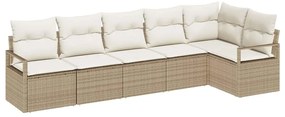 vidaXL Kanapé Szett 6 pcs Bézs polirattan
