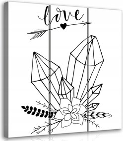 Vászonkép 90x100 szerelem kristályok botanika minimalizmus grafika fekete fehér