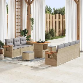 Kerti Kanapé Szett 10 pcs bézs és világosszürke 80 x 80 x 71 cm