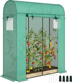 Outsunny kerti üvegház – kis erkélyüvegház PE-borítással és acélvázzal, feltekerhető ajtóval és hálós ablakokkal, 170×68×200 cm – zöld | Aosom