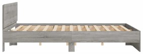 szürke sonoma tölgy színű ágykeret fejtámlával 200 x 200 cm