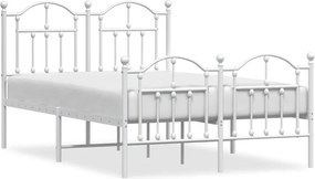 vidaXL fehér fém ágykeret fej- és lábtámlával 120x200 cm