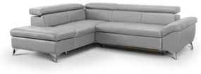 Bőrkárpitos, balos, L-alakú SALERNO II sarokkanapé, szürke