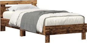 vidaXL Ágykeret leddel fejtámlával Öreg fa 100 x 200 cm Faanyag