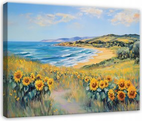 Vászonkép Tenger Táj Virágok Természet Hálószoba Nappali Vászon 120x80