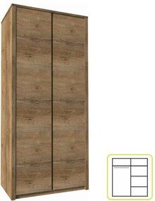 kétajtós szekrény, sötét tölgy lefkas, MONTANA S2D