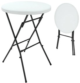Party asztal, fehér JR39 műanyag, Ø72 cm, összecsukható