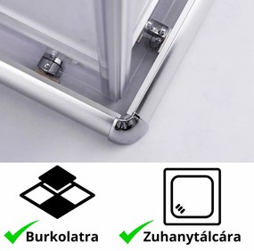 Stuxi Nizza 80x80 cm szögletes két tolóajtós zuhanykabin 6 mm vízlepergető biztonsági üveggel, króm elemekkel, 190 cm magas, zuhanytálcával és szifonnal