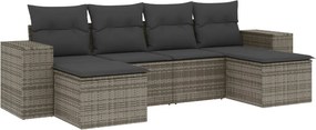 vidaXL 6 részes szürke polyrattan kerti ülőgarnitúra párnákkal